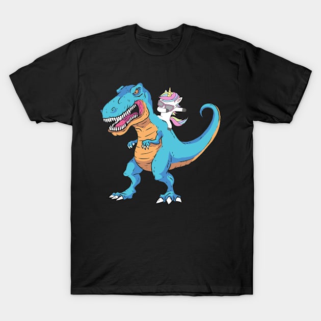 Dabbing Unicorn T rex Dinosaur T-Shirt by LittleBoxOfLyrics